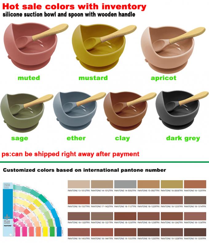 2021 van de de Douanepeuter van Amazonië Beste Verkopende Draagbare van het de Babysilicone de Zuigingskom met Houten Lepel