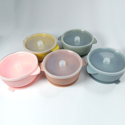 Baby FDA Approved Food Degree Silicone Feeding Bowl With Lids And Suction