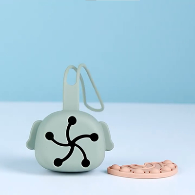 Dog Shaped Food Grade Baby Silicone Products Soother Container With Strap