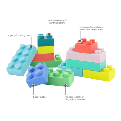 Multi Colored BPA Free Easy To Hold Super Soft Building Blocks For Babies Toddlers