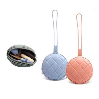 Diamond Quilted Pattern Silicone Dummy Holder With Zipper For Teethers Toys